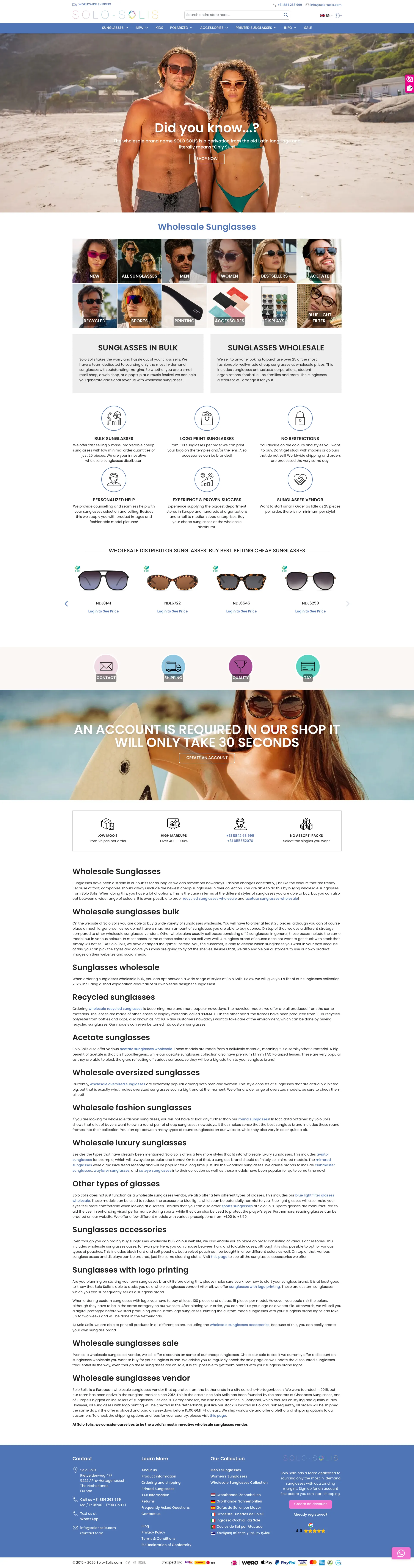 Screenshot of the Solo Solis webshop