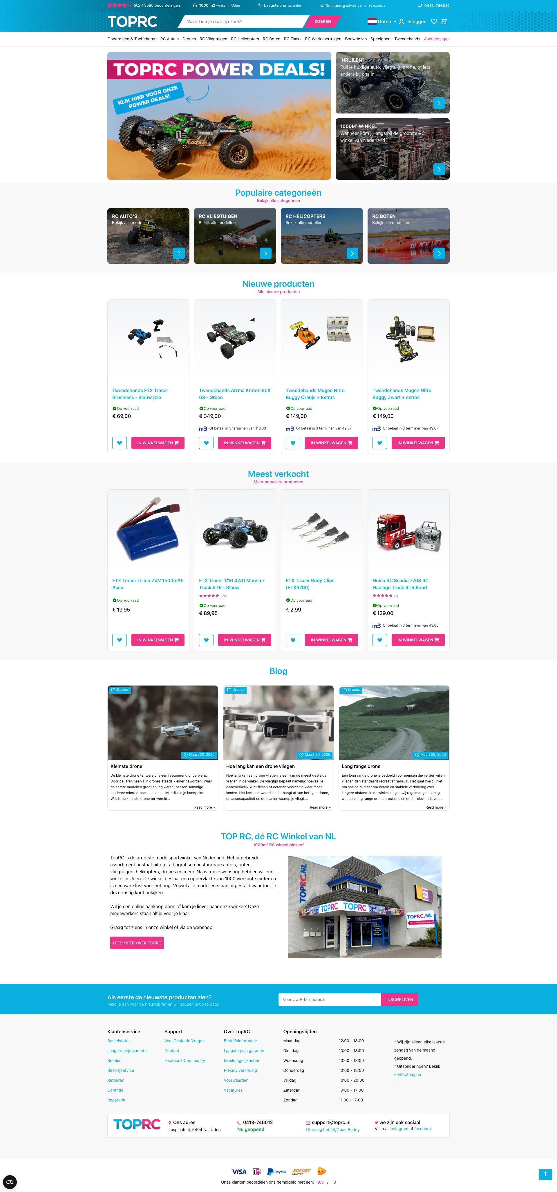 Screenshot of the TopRC webshop