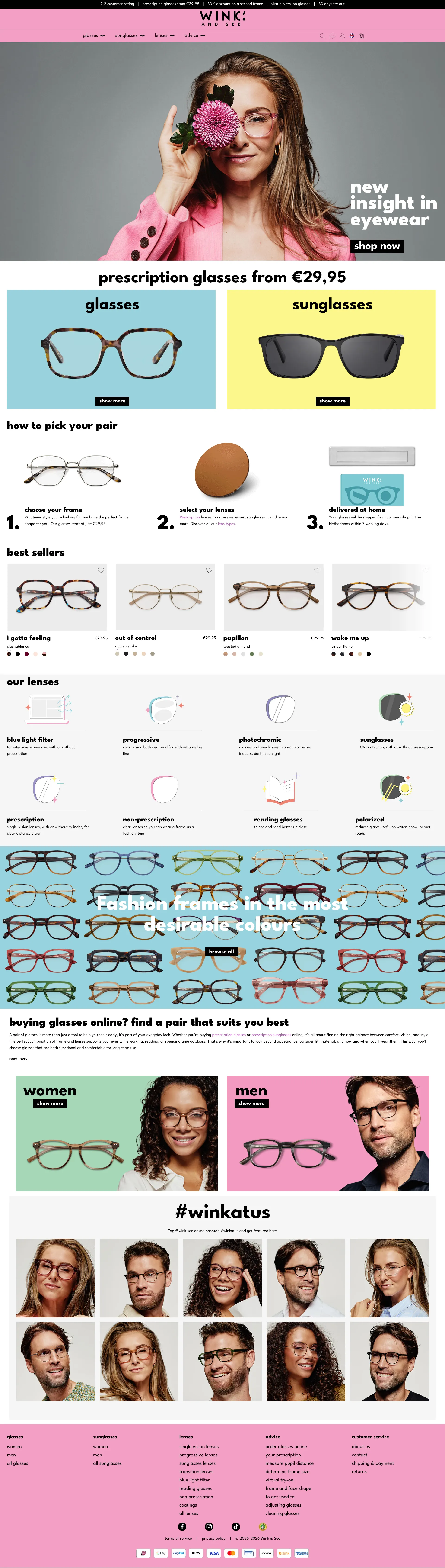 Screenshot of the Wink&See webshop